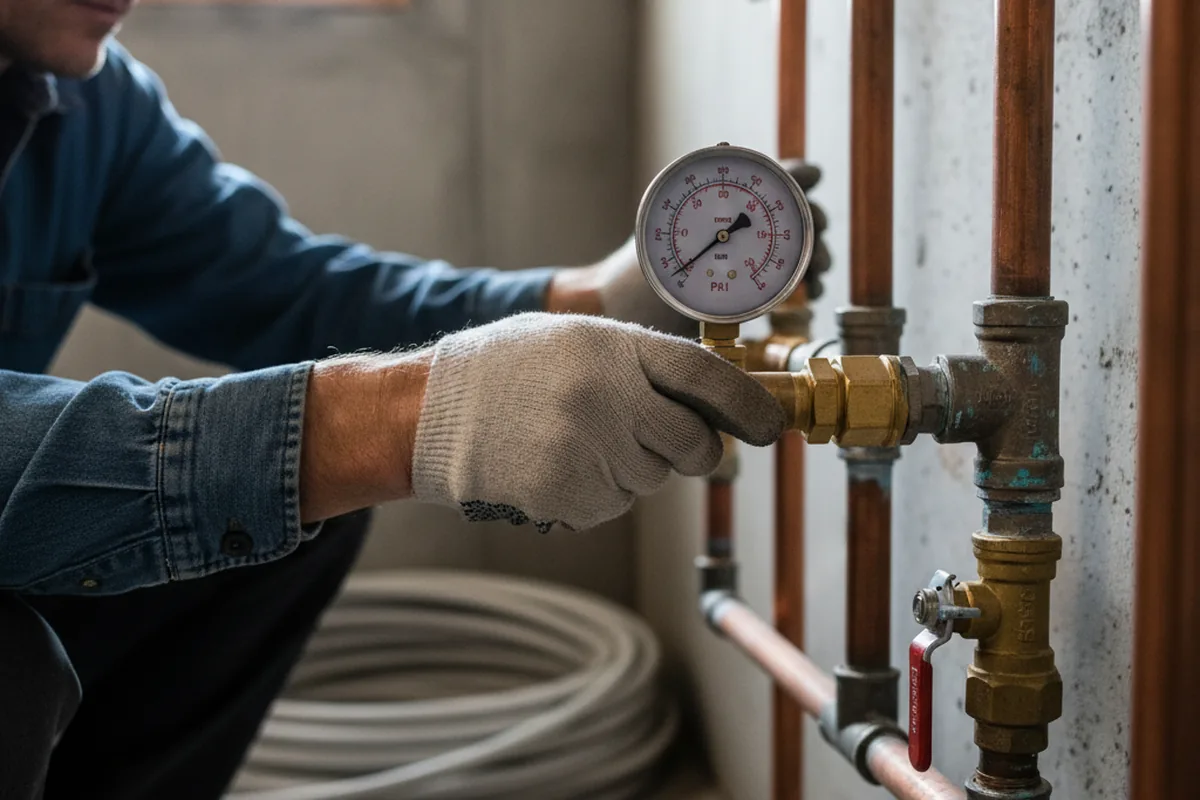 Pressure testing a repaired line during Water Line Repair in Calumet